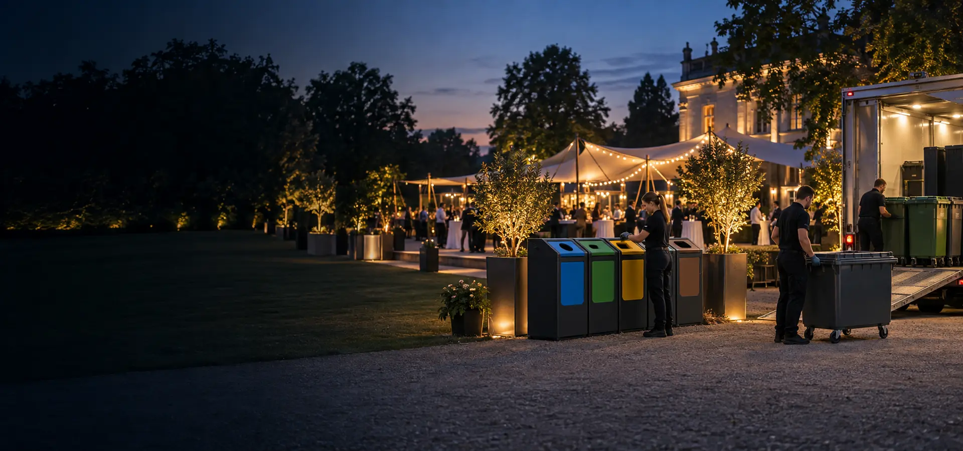 Professioneel afvalbeheer en containerverhuur op een evenement
